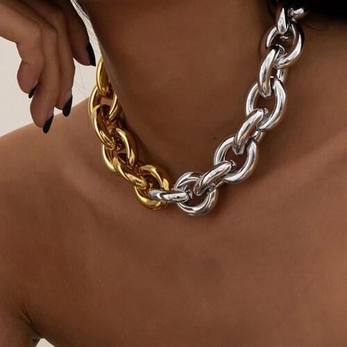 Womens Mens Cuban Gold Short Chain Necklace Bracelet Hip Hop Style Chunky Large Necklace Necklace Necklace Wholesale 2021