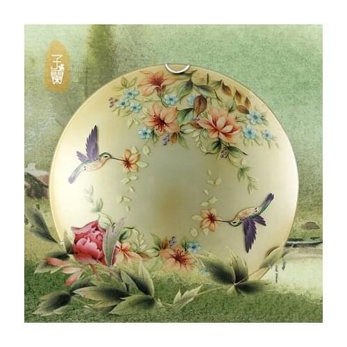 Chinese Style Art Painting Round Led Ceiling Lamp Creative Designer Flower Birds Dinner Bedroom Lights Fixtures Free Shipping