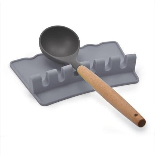 Kitchen Spoon Mat Shelves Durable Heat-resistant Silicone Spoon Rest Utensil Spatula Holder Cooking Tools Organizer