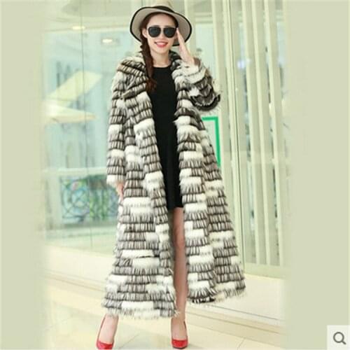 Top brand Loose Women Fashion Plus size Faux Fox Fur Coat N24 high quality