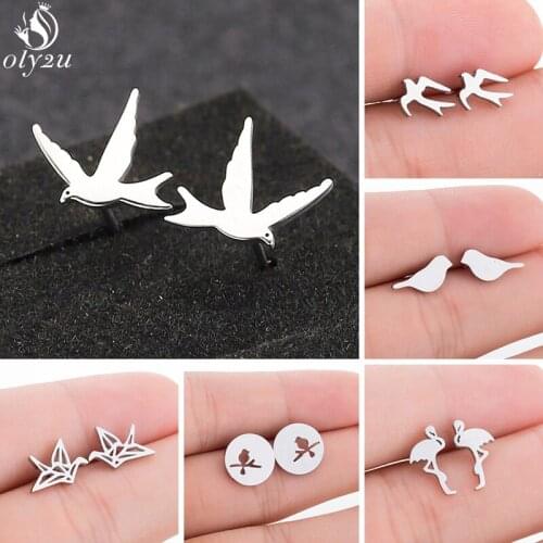 Lovely Small Animal Birds Stud Earrings for Women Children Jewelry Fashion Peace Dove Earings Swallow Ear Studs Pendientes Gift