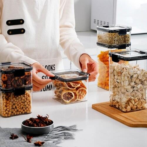 Multi-Capacity Food Storage Container Acrylic Kitchen Storage Box Multigrain Storage Jar Transparent Sealed Cans Easy To Buckle