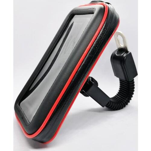 Motorcycle Scooter Rear View Mirror Mount Cell Phone Holder with Waterproof Zipper Case for Mobile Phones and GPS