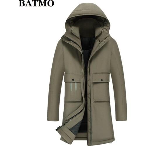 BATMO 2019 new arrival winter 90% white duck down hooded jackets men,mens winter warm hooded jackets,plus-size YR8099