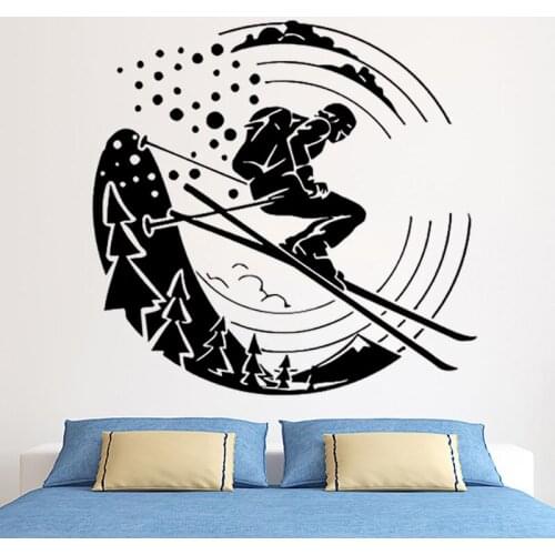 Ski Stickers Wallpaper Bedroom Decor Skiing Ice Sports Posters Vinyl Pegatina Wall Decals Mural Car Skiing Decoration DW10530
