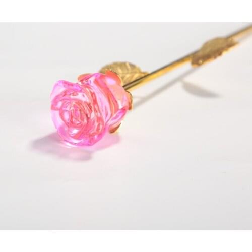 Wholesale wedding decoration new products glass crystal rose flower for souvenir gift Red Pink Rose