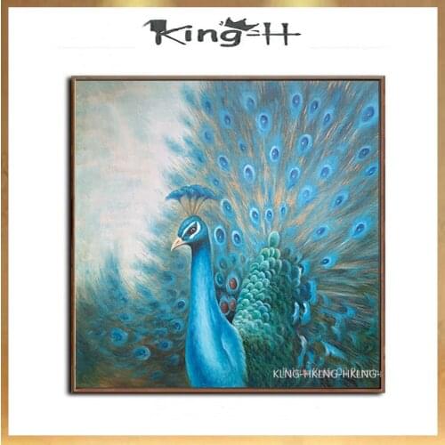 Nuevo arte abstracto moderno de pared pintura al óleo de pavo real sobre lienzo hermosos animales pinturas de pavo real sobre li