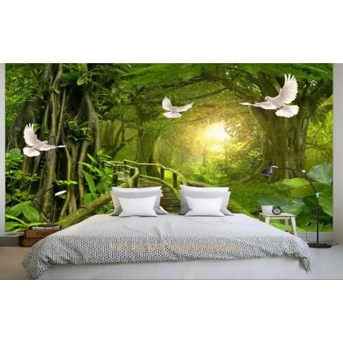 Custom 3d wallpaper 3d Forest pigeons sunshine wallpaper trees 3d Meeting room in the living room bedroom 3D background wall