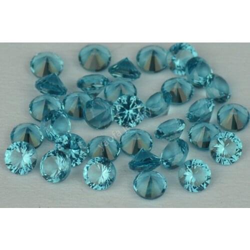 Sale 1000pcs/Lot 5A 0.8-6.0mm Round Brilliant Cut Blue Green Color Synthetic Nano Paraiba Stone Gems For Jewelry Wax Setting