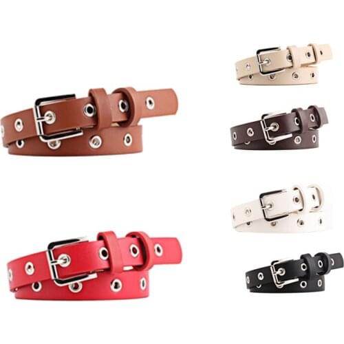 Fashion Gothic Pu Waist Belt Patchwork Row Hole Belt Women Buckle Belts Punk Waistband