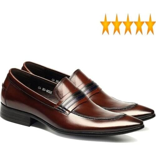Handmade Men Luxury Leather Slip On Pointed Toe Italian Designer Male Dress Shoes Prom Party Man Footwear Business Zapatos
