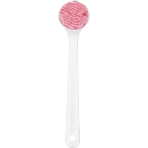 Silicone Long Handle Shower Brush Scrubber Shower Bath Body Brush Wooden Handle Body Cleaning Tool Bathroom