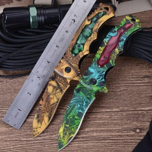8.07'' Folding Knife Outdoor Tactical Survival Pocket Knife 440C Steel Blade Camping Hiking Hunting Knives for Self-defense Tool