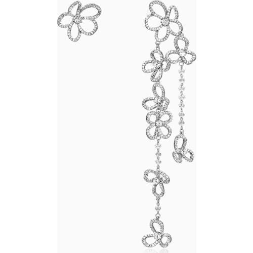 Light luxury design sense romantic asymmetric Flower Earrings long earrings earrings female Earrings