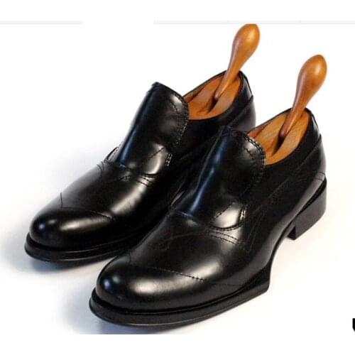 New genuine leather fashion handmade black dress shoes for men slip on solid classics men business shoe