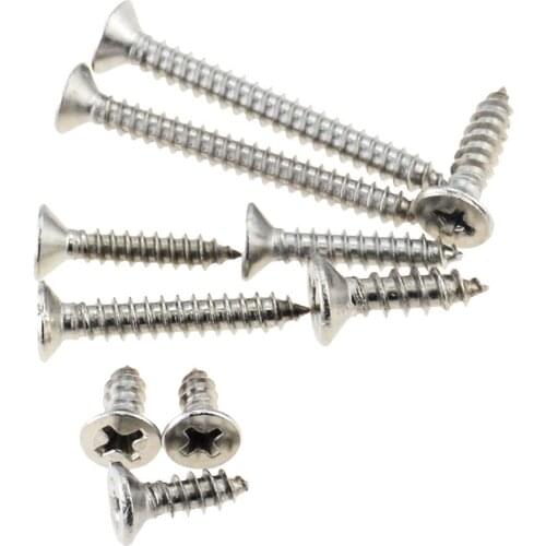 50PCS M2*4 5 6 7 8 10 12 16 304 Stainless Steel Cross Recessed Countersunk Flat Head Tapping-screws Wood Screw M2x4 M2x16