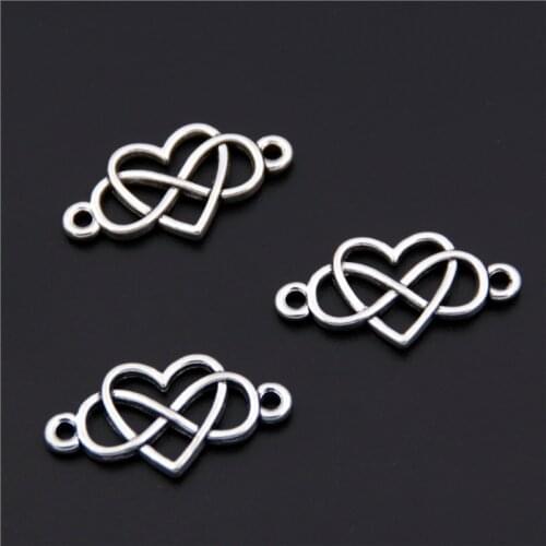 20pcs Alloy Metal Silver Color Infinity Heart Endless Love Charm Pendant For Jewelry Making A2457
