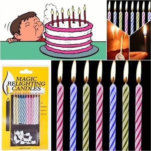 20pcs/pack Magic Relighting Candles Funny Trick Birthday Eternal Blowing Candle Naughty Party Joke Gift Kids Birthday Funny Toy