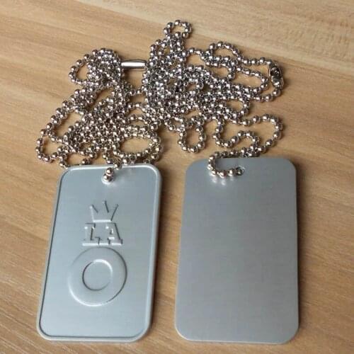 3D Matt Silver Crown and Letters Dog Tag with Ball Chain Necklace
