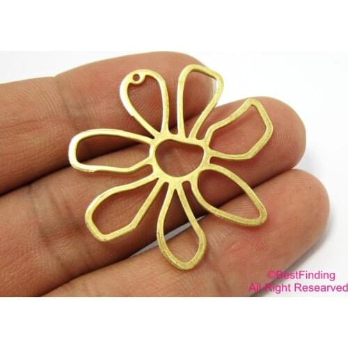 Brass earring charm 35mm dangle flower Daisy pendant Brass charms earrings -10pcs R384
