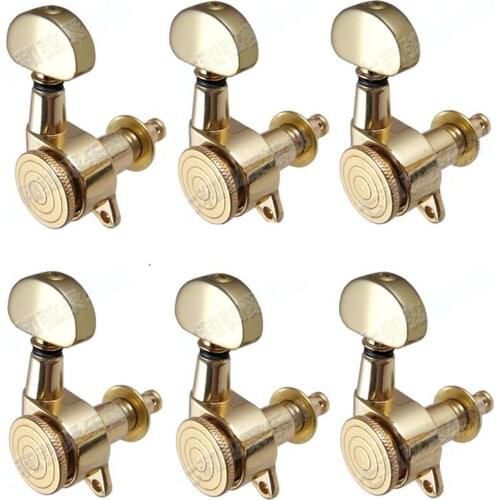 6R Locking Guitar Tuning Pegs Machine Head Tuners for Star Replacement , Gold