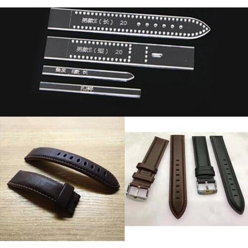 8Pcs Leather Craft Clear Acrylic Watch Strap Band Stencil Templates 18mm 20mm