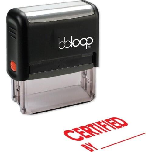 BBloop "CERTIFIED" Bold W/ By Line Self-Inking Stamp, Rectangular, Laser Engraved, RED