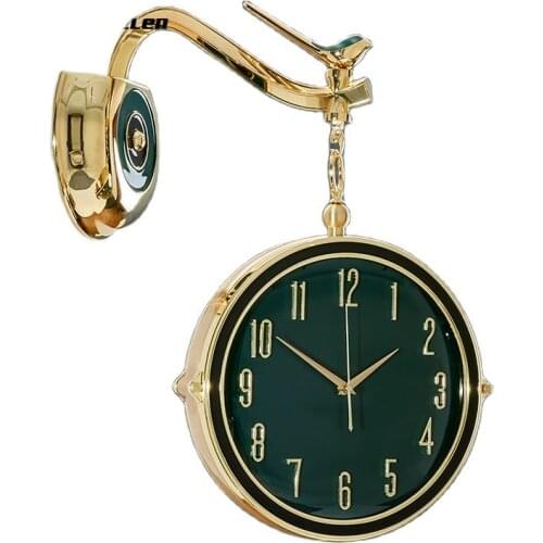 Large Luxury Double-Sided Wall Clock Modern Design Creative Metal Gold Big Clocks Wall Watch Home Decor Silent Living Room Gift