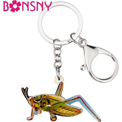 Bonsny Acrylic Anime Mantis Devil Horse Key Chain Keychain Holder Insect Jewelry For Women Girls Handbag Car Charms Pendant Gift