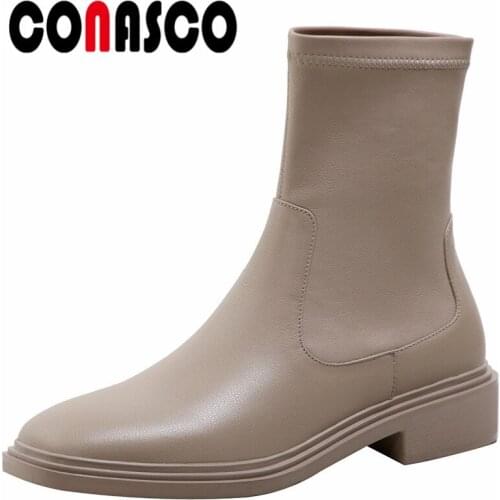 CONASCO Concise Women Ankle Boots Autumn Winter Warm Casual Party Basic Prom Office Shoes Concise Fashion Elegant shoes Woman