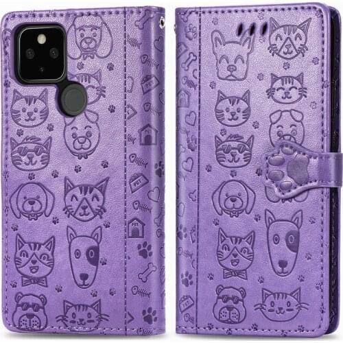 Cat & Dog Pattern Phone Case For Google Pixel 5 Wallet Leather Case For Google Pixel 5 Case For Google Pixel 5 Cover Book 6.0"