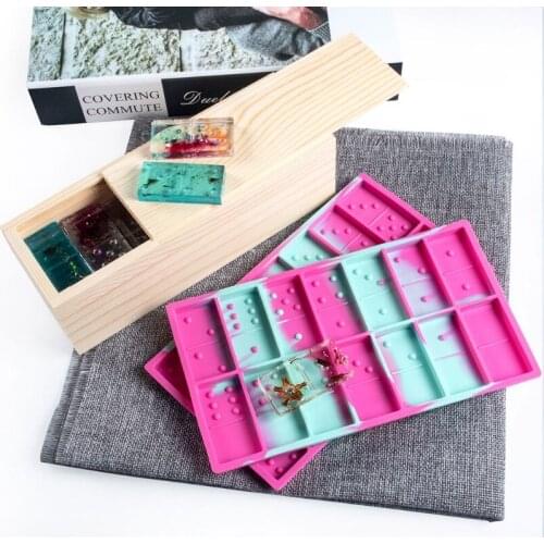 Domino Molds for Resin Casting Domino Set Family Game Silicone Epoxy Resin Casting Moulds DIY Keychains Jewelry Making