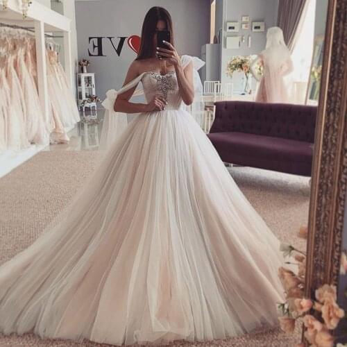 Elegant Ball Gown Wedding Dresses Beaded Vestido de Noiva 2021 Pink Bride Dress Corset Back Plus Size Wedding Gowns