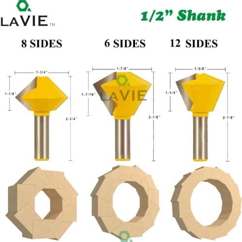 LA VIE 1PC 12mm 1/2 12.7mm Multi Sided Glue Joint Router Bit 8 Sided 12 Sided 6 Sided Tenon Milling Cutter Woodworking MC03036