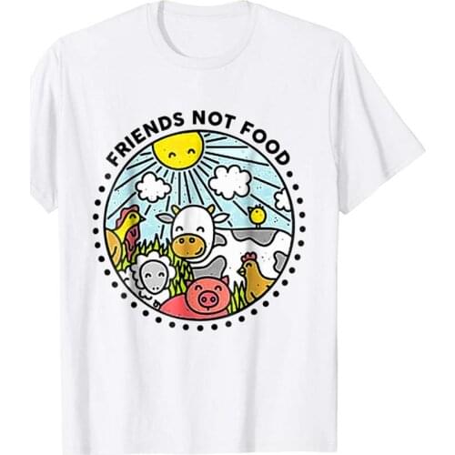 Animals Are Friends Not Food Vegan Vegetarian Lover T Shirt 2019 New Men T-Shirt Summer O-Neck Tops Custom Design T Shirts