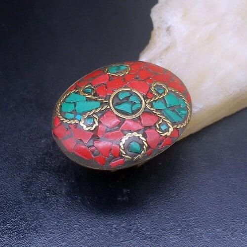 Gemstonefactory Jewelry Big Promotion Single Unique Yellow Gold Plated Malachite Coral Women Men Gifts Band Rings 8# 20213037