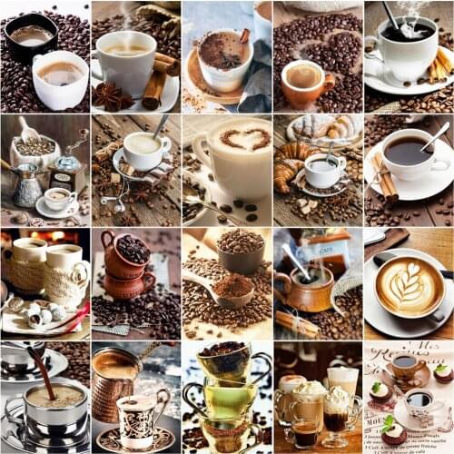 HUACAN Painting By Number Coffee Drawing On Canvas HandPainted Art Gift DIY Picture By Number Cup Landscape Kits Home Decor