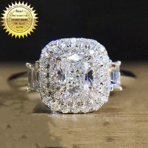18K goldr ring 1ct D VVS moissanite ring Engagement&Wedding Jewellery with certificate 0073