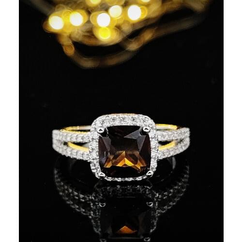 Brown color 925 Sterling Silver engagement wedding promise Ring for Women fashion finger original design Jewelry R1507-Brown