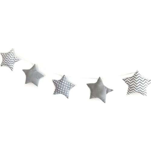 Hot Nordic Baby Room Handmade Nursery Star Garlands Christmas Kids Room Wall Decorations Photography Props Gray