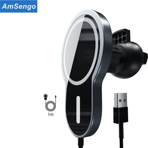Amsengo 15W Adsorbable Magnetic Car Charger For iPhone 12 11 Pro Max Wireless Charger AirVent Mount Car Fast magnet Phone Holder