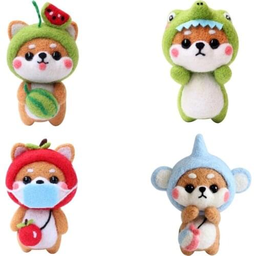 Cute Animal Dog Doll Wool Felt Craft DIY Unfinished Poked Set Handcraft Kitting Kit Needle Material Bag Pack Handmade P82C