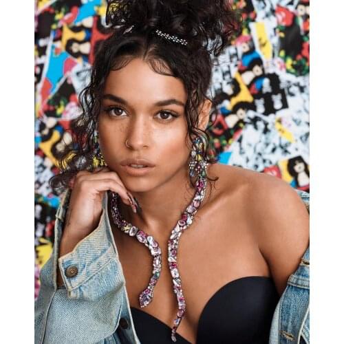 Miwens Adjustable Snake Shape Animal Big Necklace with Metal Colored Diamonds Close Neck Collier Crystal Choker Necklace