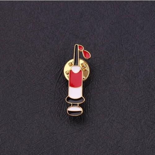 Fashion Medical Equipment Syringe Enamel Brooch Ladies Mens Clothing Lapel Pin Doctor Nurse Creative Medical Accessories Badge