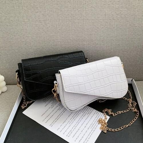 Fashion Crocodile Armpit Baguette Bag with Chain 2021 New Summer Versatile Luxury Leather Small Shoulder Bag for Women