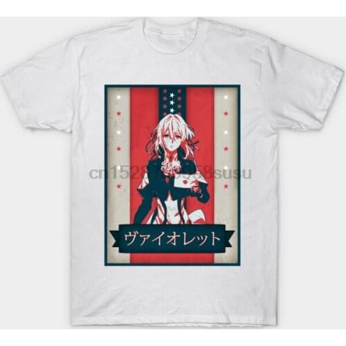 Men tshirt Short sleeve Violet Evergarden Political Anime Poster Shirt Violet Evergarden T Shirt One neck Women t-shirt