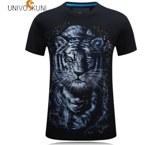 UNIVOS KUNI Summer T-shirt Fit Slim Print Men Fashion T-shirt Short Sleeve Leisure Animal Print 3D футболка Men T-shirt Q5102