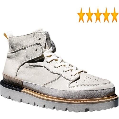 Brand Work Men Fashion England Style Lace Up Platform Boots Designer Military Ankle Shoes Bota Masculina High Top Sneakers