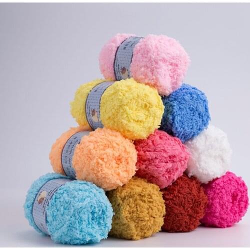 Soft Smooth Yarn Baby Knitting Wool Yarn Thick Yarn Fiber Velvet Yarn Hand Knitting Wool Crochet Yarn for DIY Sweater