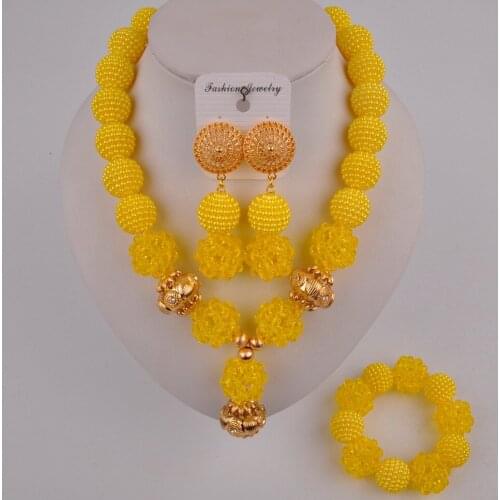 African beads yellow jewelry set FZZ104